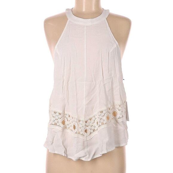 ASTR Women's Sleeveless Blouse with Crochet Embroidered Detail -Size Medium - Picture 2 of 7